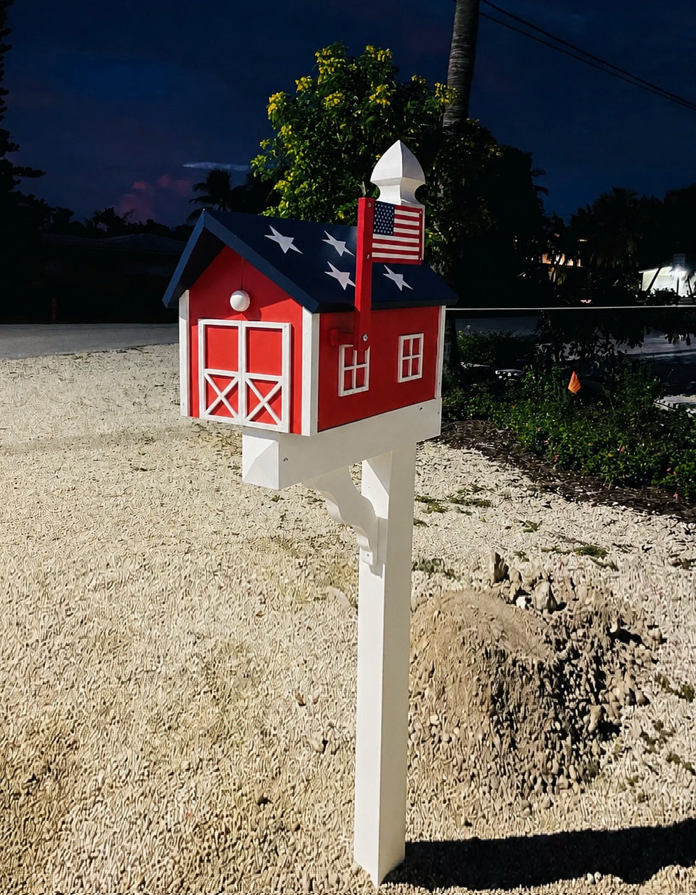 Amish Handmade Mailbox Independence Day Special! 250th Anniversary American Flag Mailbox with Post (optional), Gift Barn Style Mailbox Patriotic