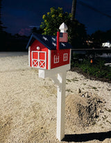 Amish Handmade Mailbox Independence Day Special! 250th Anniversary American Flag Mailbox with Post (optional), Gift Barn Style Mailbox Patriotic