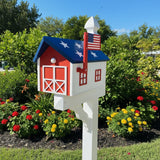 Amish Handmade Mailbox Independence Day Special! 250th Anniversary American Flag Mailbox with Post (optional), Gift Barn Style Mailbox Patriotic