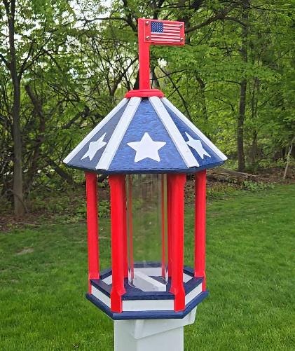 Amish Handmade Birdhouse, Bird Feeder, Independence Day Special! 250th Anniversary, Gifts for Bird Lovers, Yard Decor