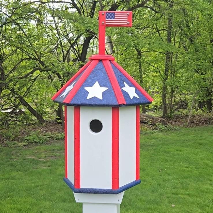 Amish Handmade Birdhouse Independence Day Special! 250th Anniversary, Weather-Resistant Gifts for Bird Lovers, Bird Houses Bird Feeder Holiday