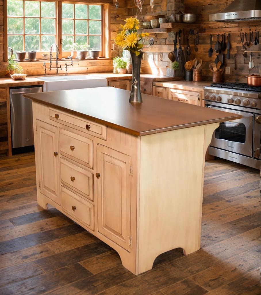 Kitchen Island - Amish Handmade - Multipurpose Cabinet - Primitive - Storage - Kitchen Cabinet - Rustic- Case Goods - Home - Fully Assembled