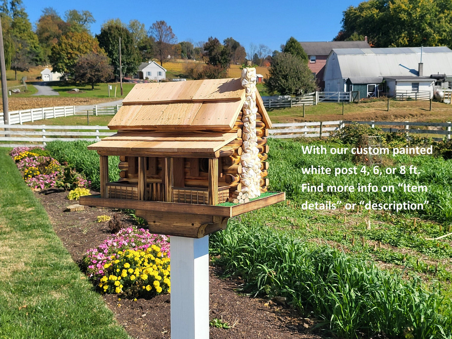 Log Nasting Log Cabin Birdhouse, Amish Handmade, Rustic, 2 Nesting Compartments Wi ...