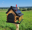 Amish Mailbox - Handmade - Log Cabin Style - Wooden with Metal USPS Approved Mailbox Outdoor - Animal Shape + Cabins