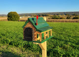 Amish Mailbox - Handmade - Log Cabin Style - Wooden with Metal USPS Approved Mailbox Outdoor - Animal Shape + Cabins