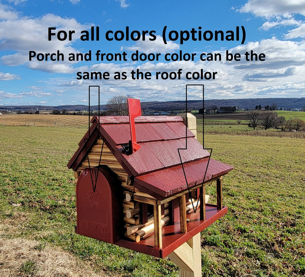 Amish Mailbox - Handmade - Log Cabin Style - Wooden with Metal USPS Approved Mailbox Outdoor - Animal Shape + Cabins