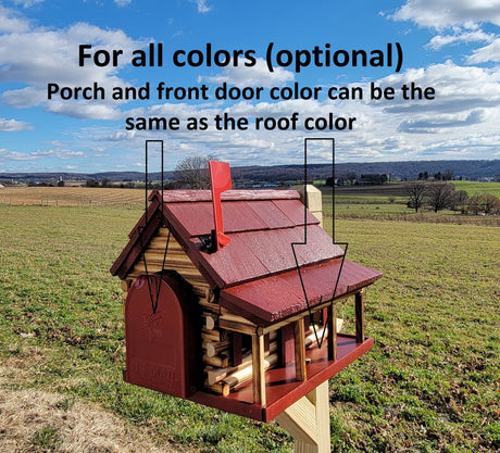 Amish Mailbox - Handmade - Log Cabin Style - Wooden with Metal USPS Approved Mailbox Outdoor - Animal Shape + Cabins