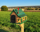 Amish Mailbox - Handmade - Log Cabin Style - Wooden with Metal USPS Approved Mailbox Outdoor - Animal Shape + Cabins