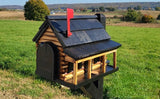 Amish Mailbox - Handmade - Log Cabin Style - Wooden with Metal USPS Approved Mailbox - Outdoor - Log Cabin + Metal Insert