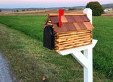 Amish Mailbox - Handmade - Log Cabin Style - Wooden - With Cedar Shake Roof and Metal Box Insert
