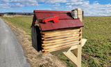 Amish Mailbox - Handmade - Log Cabin Style - Wooden - With Cedar Shake Roof and Metal Box Insert