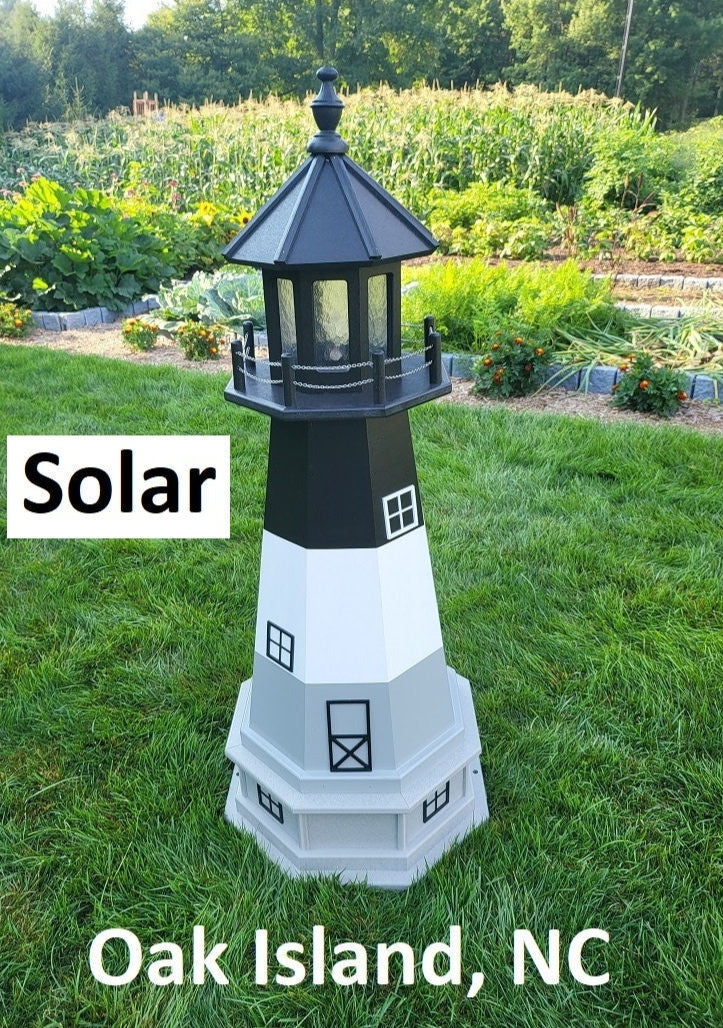 Oak Island Lighthouse - Solar - Amish Made - Landmark Replica - Backyard Decor