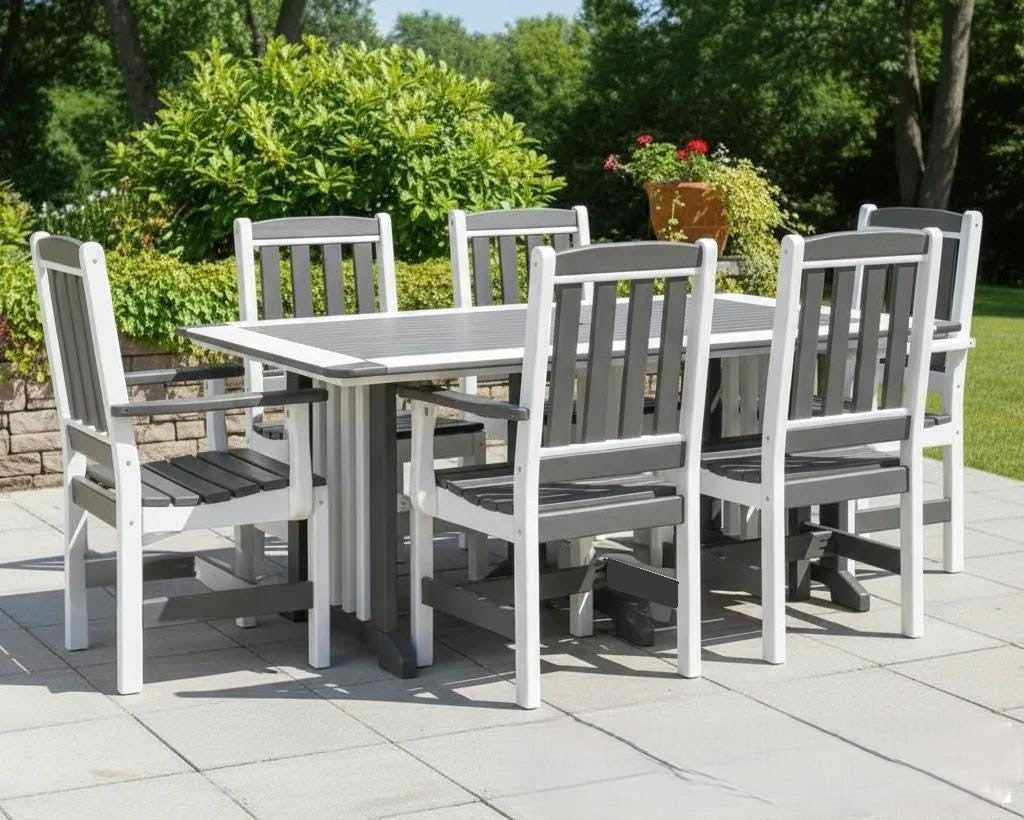 Amish Handmade Outdoor Dining Table Set - Patio Set - Chairs and Table - Adirondack - Backyard - Patio Chair Set - Furniture Set - Outdoor
