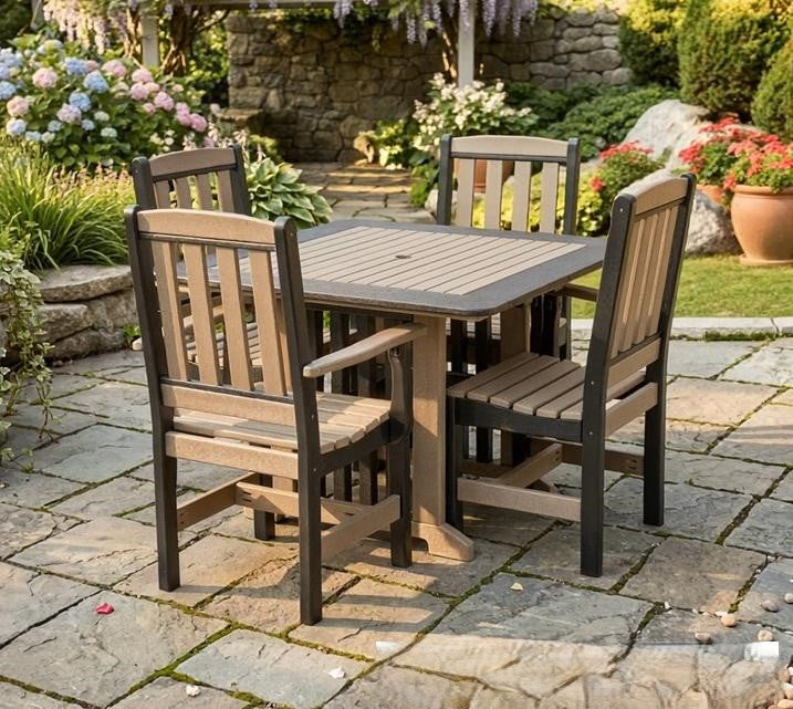 Amish Handmade Outdoor Dining Table Set - Patio Set - Chairs and Table - Adirondack - Backyard - Patio Chair Set - Furniture Set - Outdoor