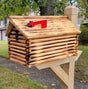 Pine Log Cabin Mailbox Amish Handmade With USPS Approved Metal Box Insert - Barn Mailboxes Wood