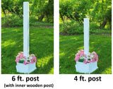 Planter Kit For Bird Feeder and Birdhouse - White - Set of Planter & Post - Amish Handmade - Bird Lovers - Flowers - Outdoor Décor