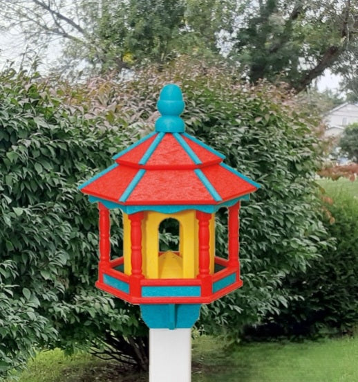 Poly Bird Feeder - Amish - Handmade - Large Size - x- Large Feeding Opening - Poly Lumber Weather Resistant - Bird Feeder For the Outdoor