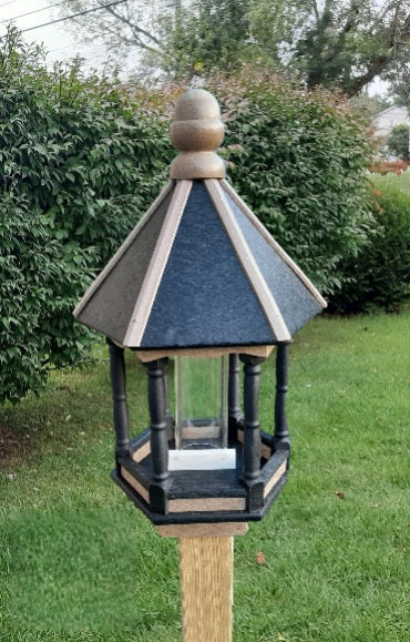 Bird Feeder - Amish Handmade - Poly Lumber Weather Resistant - Premium Feeding Tube - BirdFeeder For Outdoors