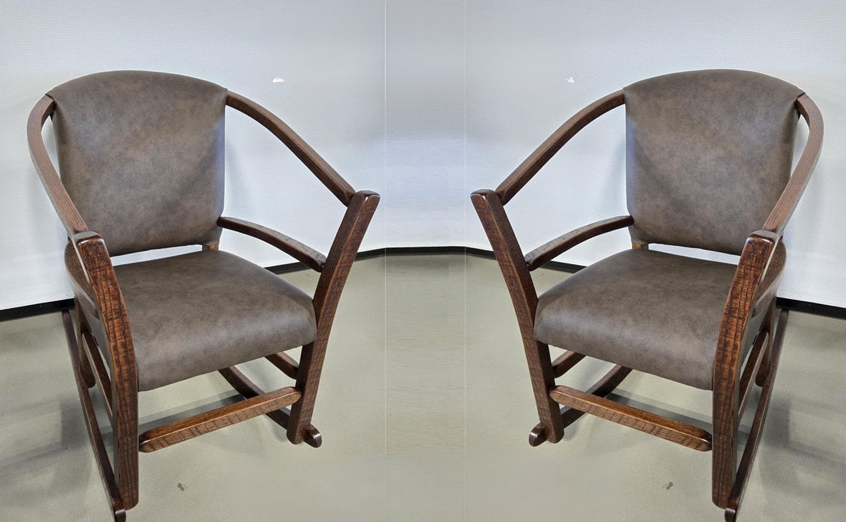 Amish Handmade 2 Rocking Chairs - Furniture - Bozeman Style Walnut Chair- Upholstered - Cushion - Vintage - Backrest - Chair Set - Furniture