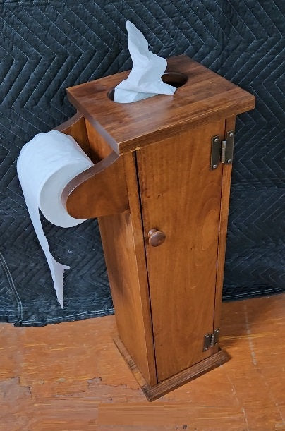 Toilet Paper Holder - Amish Handmade - Toilet Storage - Wooden Cabinet - Roll Holder - Bathroom - Free Standing - Tissue Paper Holder