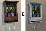 Rustic Wine Shelf - Wall Mounted - Amish Handmade Wine Holder - Wine Display With Glass Holder - Gifts - Bar Rack- Wooden Bottle Holder