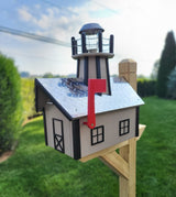 Amish Mailbox With Solar Lighthouse - Wood or Poly Lumber - Handmade Active - Lighthouse Mailboxes