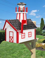 Amish Mailbox With Solar Lighthouse - Wood or Poly Lumber - Handmade Active - Lighthouse Mailboxes