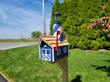 Amish Mailbox - Handmade - With Solar Lighthouse - Wooden - With Cedar Shake Shingles Roof - Color Options