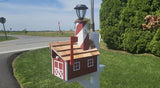 Amish Mailbox - Handmade - With Solar Lighthouse - Wooden - With Cedar Shake Shingles Roof - Color Options