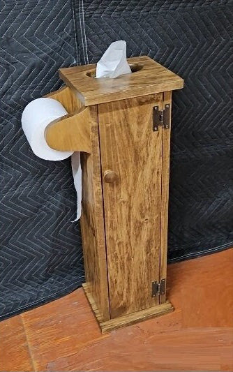 Free Standing Toilet Paper Holder Tissue Paper Holder Stand With Wood Shelf Rustic Toilet Paper Roll Holder Standing For Farmhouse Bathroom Washroom Rustic Brown: Toilet Paper Holders