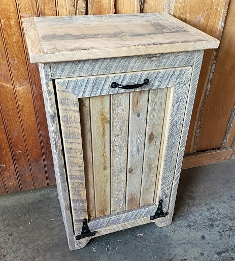 Wood Storage Cabinet, Tiltout Trash Can, Recycling Bin, Amish Handmade, Garbage Can