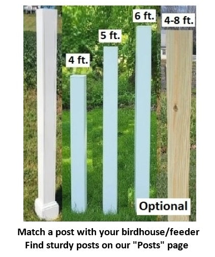 Western Bird Feeder Amish Handmade Large, Cedar Roof, Yellow Pine and White Stones