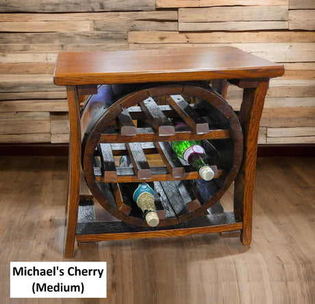 Whiskey Barrel Wine Rack - Amish Handmade - Liquor Cabinet - Furniture - Wooden Bottle Holder - Barrel - Wine Barrel - Whiskey Odor - Rustic