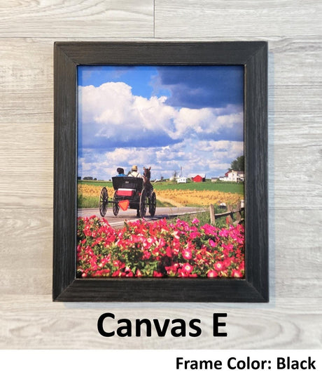 Canvas - Picture Frame - Wall Art - Wooden Frame - Framed Antique Print - Amish Handmade - Farmhouse Decor - Housewarming Gift -Choose Color