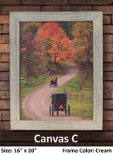Canvas - Picture Frame - Wall Art - Wooden Frame - Framed Antique Print - Amish Handmade - Farmhouse Decor - Housewarming Gift -Choose Color