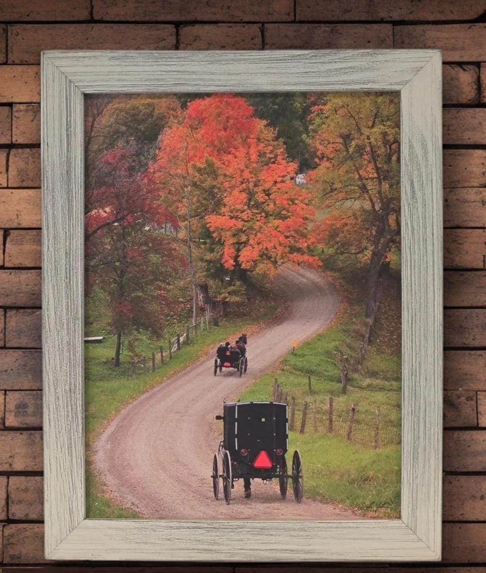 Canvas - Picture Frame - Wall Art - Wooden Frame - Framed Antique Print - Amish Handmade - Farmhouse Decor - Housewarming Gift -Choose Color