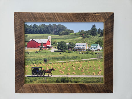 Canvas - Picture Frame - Wall Art - Wooden Frame - Framed Antique Print - Amish Handmade - Farmhouse Decor - Housewarming Gift -Choose Color