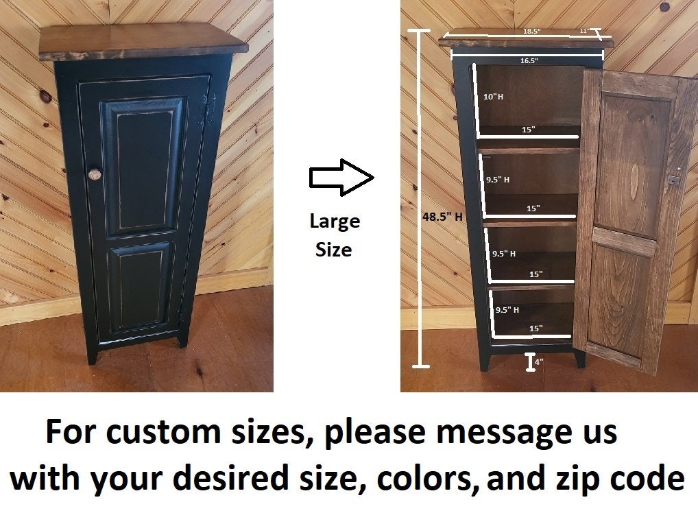 Pantry Cabinet - Amish Furniture - Primitive Jelly Cabinet - Rustic Chimney Cabinet - Home Décor- Amish Handmade- Primitive- Rustic Cupboard