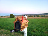Amish Mailbox - Handmade - Log Cabin Style - Wooden - With Cedar Shake Roof and Metal Box Insert - Barn Mailboxes Wood