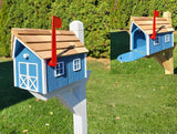 Amish Chestnut Mailbox - Handmade - Barn Style - Wooden - With a Tall Prominent Sturdy Flag - With Cedar Shake Shingles Roof