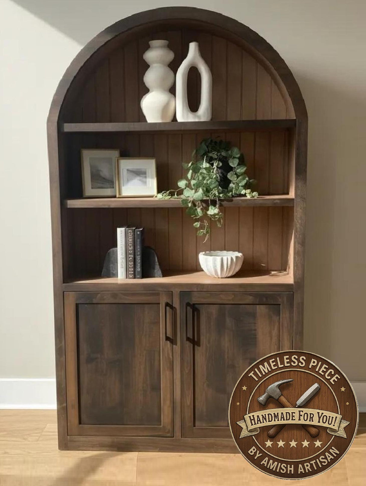 Bookcase - Amish Handmade Bookshelf - Farmhouse - Organizer - Cupboard - Wooden - Rustic - Case Goods - Home - Multipurpose Cabinet -Shelves