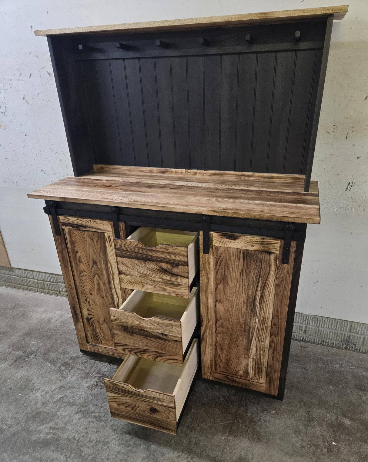 Amish Handmade Coffee Nook - X Large Coffee Bar Station - Farmhouse Coffee Cart - Kitchen Coffee Cabinet - Cupboard Rustic - Multipurpose