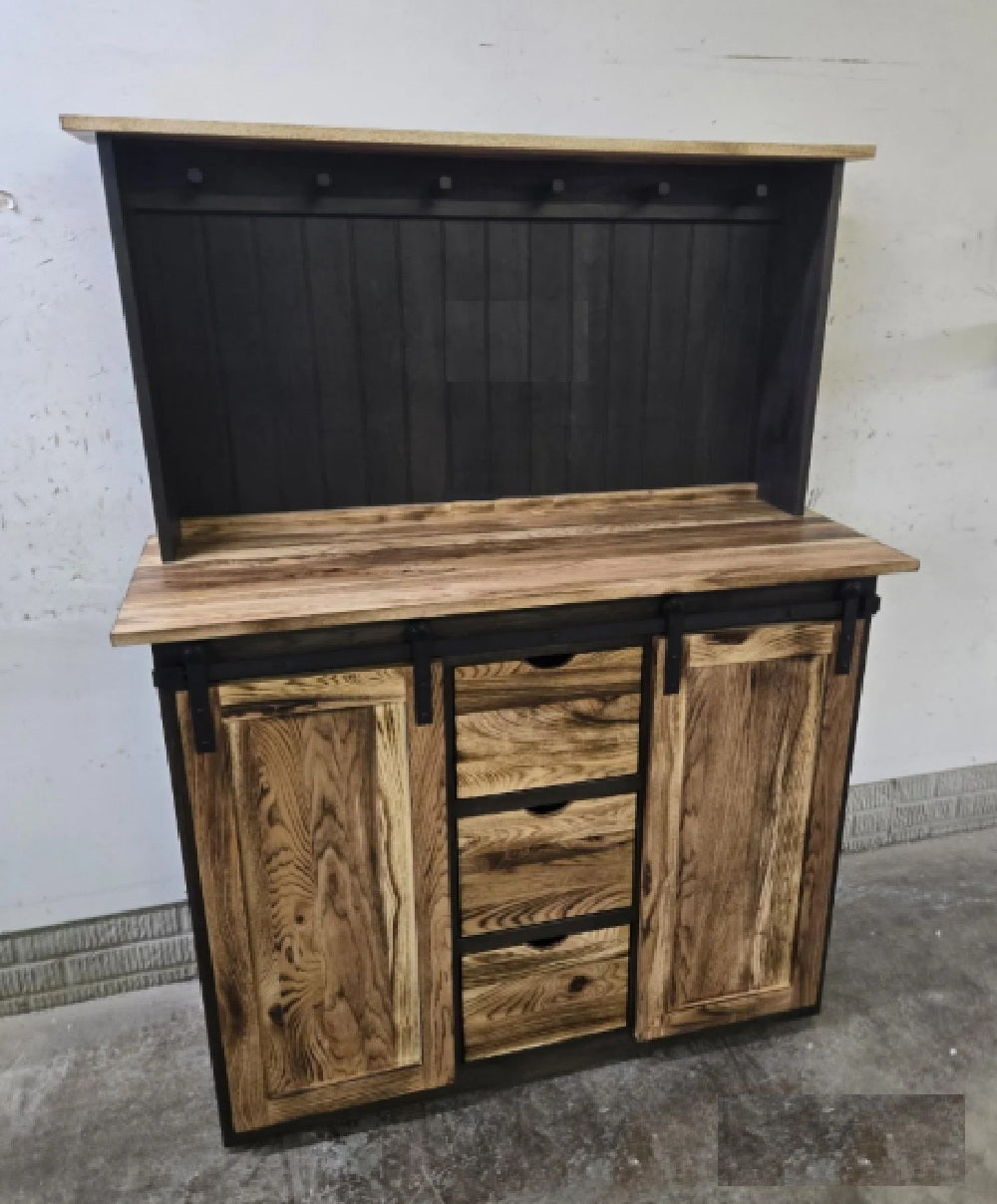 Amish Handmade Coffee Nook - X Large Coffee Bar Station - Farmhouse Coffee Cart - Kitchen Coffee Cabinet - Cupboard Rustic - Multipurpose