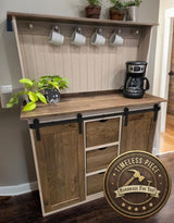 Amish Handmade Coffee Nook - X Large Coffee Bar Station - Farmhouse Coffee Cart - Kitchen Coffee Cabinet - Cupboard Rustic - Multipurpose