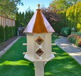 Birdhouse Copper Roof/Cedar Roof With Predator Guards + Perches Combo Handmade 2-8 Nesting Compartments, Large, Poly, Bird Lovers