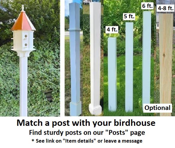 Birdhouse Copper Roof/Cedar Roof With Predator Guards + Perches Combo Handmade 2-8 Nesting Compartments, Large, Poly, Bird Lovers