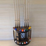 Whiskey Barrel Cue Rack - Bourbon - Billiards - Amish Handmade - Pool Cue Table - Pantry - Whiskey Barrel - Display - Vintage - Pool - Stave