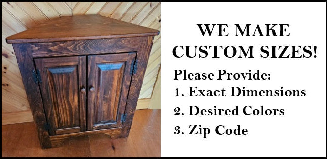 Corner Cabinet 1-2 Doors - Amish Furniture - Free Shipping - Primitive - Storage -  TV Cabinet -Amish Handmade - Multipurpose Cabinet - Rustic