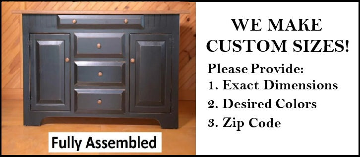 Kitchen Island - Amish Handmade - Multipurpose Cabinet - Primitive - Storage - Amish Furniture- Rustic- Case Goods - Home - Fully Assembled - Furniture