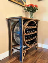 Whiskey Barrel Wine Rack - Amish Handmade - Liquor Cabinet - Furniture - Wooden Bottle Holder - Barrel - Wine Barrel - Whiskey Odor - Rustic